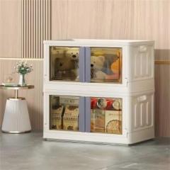 Seasons 2 UNITS PLASTIC FOLDABLE DOUBLE DOOR CUPBOARD FOR CLOTH STORAGE MODULAR CABINET PVC Collapsible Wardrobe