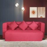 Seventh Heaven 3 Seater Sofa Cum Bed 72x44x14 Inch Jute Fabric With 3 Cushions: 2 Year Warranty 3 Seater Double Foam Fold Out Sofa Cum Bed