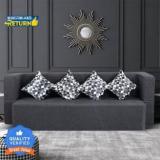 Seventh Heaven 4 Seater Sofa Cum Bed 78x44x14 Inch Jute Fabric With 4 Cushions: 2 Year Warranty 4 Seater Double Foam Pull Out Sofa Cum Bed