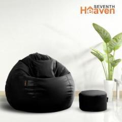 Seventh Heaven XXXL Filled Bean Bag with Cushion and Footrest Scratch Resistant Premium Leatherite Bean Bag Chair With Bean Filling