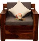 Sheesham Craft MirageMingle Handcrafted Sheesham Wood Sofa Space Efficient, Easy Assembly Fabric 1 Seater Sofa