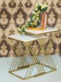 Shfamily Modern White & Gold Luxury Stone Narrow Console Table Rectangle Gold Finish Stone Side Table