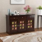 Shree Jeen Mata Enterprises SJME Solid Sheesham Wood Marwar Style Side Board/Storage Cabinet For Living Room Solid Wood Free Standing Sideboard