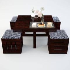 Shree Jeen Mata Enterprises Solid Sheesham Wood Coffee Table With Stools For Living Room/ Hotel | Solid Wood Coffee Table