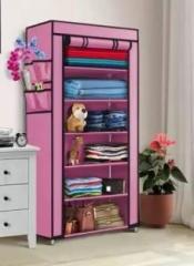 Shyam Ji 6 Shelves Shoe Rack/Multipurpose Storage shoes Rack Rustproof pipe PINK Carbon Steel Collapsible Wardrobe