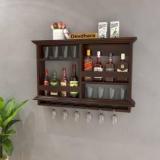 Silvercrafts Sheesham Wood Wine Rack For Home Solid Wood Bar Cabinet