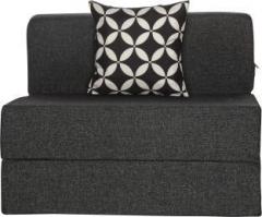 Solis Primus comfort for all 2.5X6 ft size Sofa cum Bed for 1 Person 1 Seater Jute Fabric Washable Cover with 1 Cushion Dark Grey Single Sofa Bed