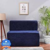 Solis Primus comfort for all 3X6 size for 1 Person Chenille Fabric Washable Cover Blue 1 Seater Single Foam Fold Out Sofa Cum Bed