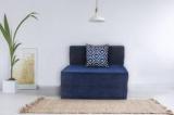 Solis Primus Comfort For All 3X6 Size Sofa Cum Bed For 1 Person 1 Seater Chenille Fabric Washable Cover With 1 Cushion Blue Single Sofa Bed