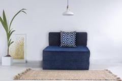 Solis Primus comfort for all 3X6 size Sofa cum Bed for 1 Person 1 Seater Chenille Fabric Washable Cover with 1 Cushion Blue Single Sofa Bed