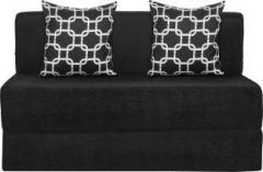 Solis Primus comfort for all 4X6 size Sofa cum Bed for 2 Person 2 Seater Moshi Fabric Washable Cover with 2 Cushions Black Single Sofa Bed