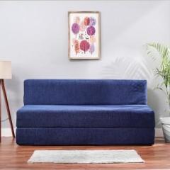 Solis Primus comfort for all 5X6 size for 3 Person Chenille Fabric Cover Navy Blue 3 Seater Double Foam Fold Out Sofa Cum Bed