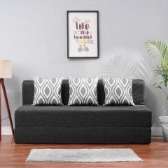 Solis Primus comfort for all 5X6 Size for 3 Person Jute Fabric Washable Cover with 3 Dark grey 3 Seater Single Fold Out Sofa Cum Bed