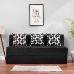 Solis Primus comfort for all 5X6 size Sofa cum Bed for 3 Person 3 Seater Moshi Fabric Washable Cover with 3 Cushion Black Single Sofa Bed