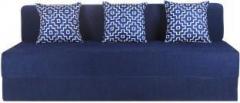 Solis Primus comfort for all 6X6 Size Sofa cum Bed for 3 Person 3 Seater Moshi Fabric Washable Cover with 3 Cushions Blue Double Sofa Bed