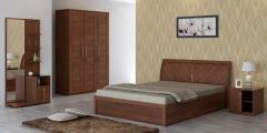 Spacewood Kosmo Grace Queen Bed with Lift on Storage in Rigato Walnut Finish