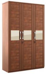 Spacewood Kosmo Lotus Three Door Wardrobe in Rigato Walnut & Beige Colour