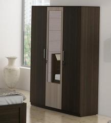 Spacewood Kosmo Stark Three Door Wardrobe with Mirror in Fumed Oak & Mountain Larch Finish