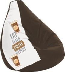 Spacex Jumbo Coffee repeat Digital Printed Leatherette Pre Filled Bean Bag/Ready to use Teardrop Bean Bag With Bean Filling