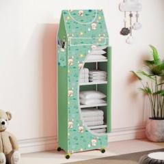 Spirited 6 Cabinet Baby Almirah, Kids Wardrobe, Folding Almirah, With Wheels Carbon Steel Collapsible Wardrobe