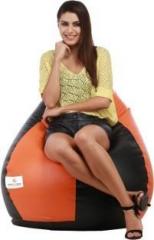 Star XXL Classic Orange and Black Teardrop Bean Bag With Bean Filling