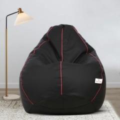 Star XXXL Black with Pink Piping Bean Bag Chair With Bean Filling