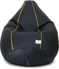 Star XXXL Black with Yellow Piping Teardrop Bean Bag With Bean Filling