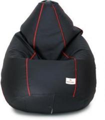 Star XXXL Classic Black with Red Piping Teardrop Bean Bag With Bean Filling