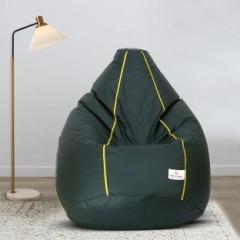 Star XXXL Classic Dark Green with Yellow Piping Teardrop Bean Bag With Bean Filling