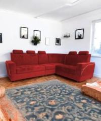 Starlet Farnitre Velvet L Shape 6 Seaters Sofa Set for Home Fabric 3 + 2 + 1 Sofa Set