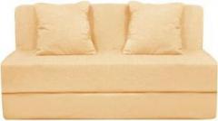 Style Crome Sofa Cum Bed Two Seater with Two Cushions Perfect for Guests Cream Color Single Sofa Bed