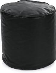 Style Homez Large Round Large Ottoman Stool With Beans Black Bean Bag Footstool With Bean Filling