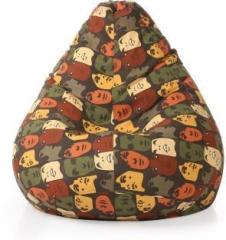 Style Homez XXL Classic Cotton Canvas Abstract Printed Teardrop Bean Bag With Bean Filling