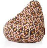 Style Homez XXL Classic Cotton Canvas Geometric Printed XXL Size With Beans Teardrop Bean Bag With Bean Filling