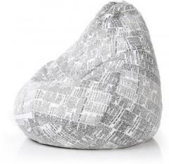 Style Homez XXL Classic Cotton Canvas Newspaper Printed XXL Sizewith Beans Teardrop Bean Bag With Bean Filling