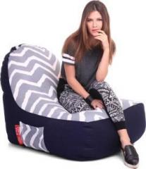 Style Homez XXL Urban Design Denim Canvas Stripes Printed Lounger Bean Bag With Bean Filling