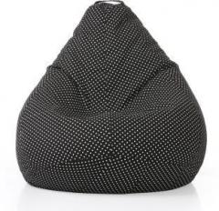 Style Homez XXXL Classic Cotton Canvas Polka Dots Printed Bean Bag XXXL Size with Bean Refill Fillers Bean Bag With Bean Filling