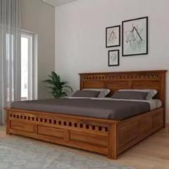 Suncrown Furniture Solid Wood King Size Double Bed With Box Storage For Bedroom Finish Color Honey Solid Wood King Box Bed