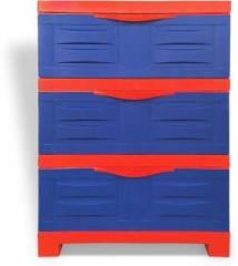 Supreme Fusion DR03, Plastic Cabinet Multi Purpose Chest of Drawer Red Blue Plastic Almirah