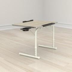 Table Magic White IKON Height Adjustable Office Study Laptop Table with Cup Holder Engineered Wood Multipurpose Table