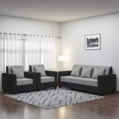 Takelwood FABRIC 5 SEATER LIGHT GREY BLACK SOFA SEATER Fabric 3 + 1 + 1 Sofa Set