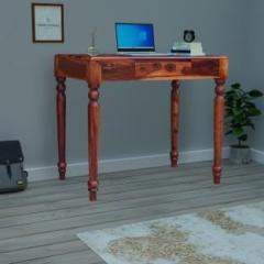 Tamannaartpalace Solid Wood Study Table with Round Legs in Natural Honey Oak Finish with Drawer, DIY Solid Wood Study Table