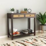 Taskwood Furniture Solid Sheesham Wood Console Table With Storage For Bedroom, Living Room. Solid Wood Console Table