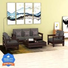 Taskwood Furniture Solid Wood Sheesham Wood Five Seater Sofa Set For Living Room| Fabric 3 + 1 + 1 Sofa Set