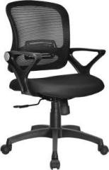 Theofficeroom Medium Back Cherry Fixed Arm Rest Office High Cushion Rolling Chair Fabric, Mesh Study Arm Chair