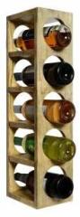 Timberly Bar Cabinet | Wine Rack with 5 Bottle Stacking Capacity for Living Room, Bed Room and Garden Solid Wood Natural Finish Solid Wood Bar Cabinet