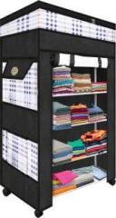 Tnt Multipurpose Foldable Wardrobe for Home with Cover | 360 Rotating Wheels Polyester Collapsible Wardrobe