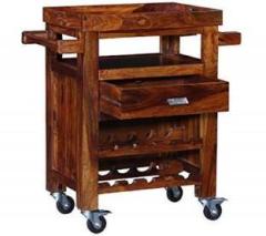 Top 10wood Solid Wood Bar Trolley