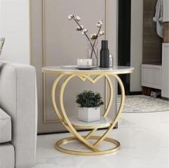 Trendabs Decor Heart Shape Coffee Table with Storage Shelf, 2 Tier Modern Center Table. Metal End Table