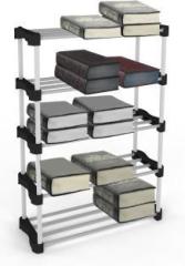 Trendy Cady Premium Metal Stackable and Durable Multipurpose Rack Plastic Open Book Shelf